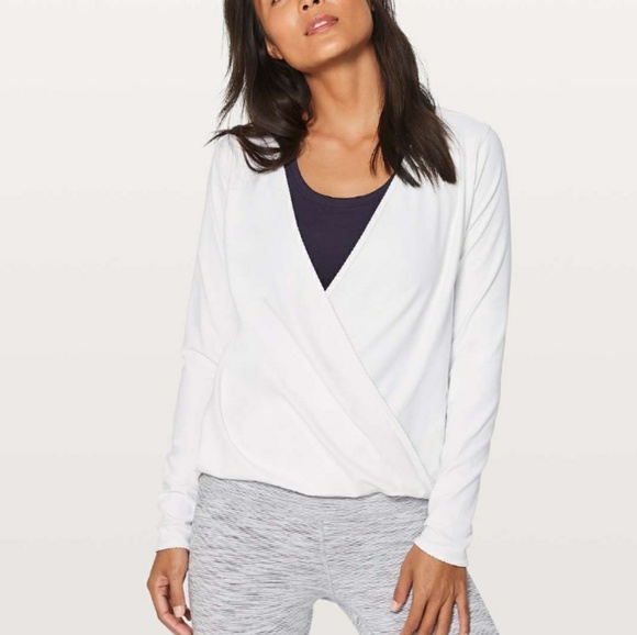 lululemon athletica Tops - Lululemon Full Freedom White Long Sleeve Wrap Top